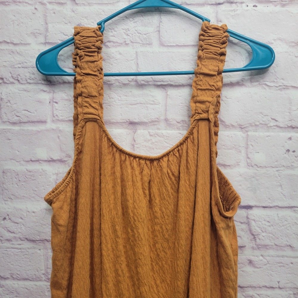 Wonderly Orange Tiered‎ Babydoll Mini Dress XL Ruched Strap Boho Y2K Cottagecore - Picture 4 of 8